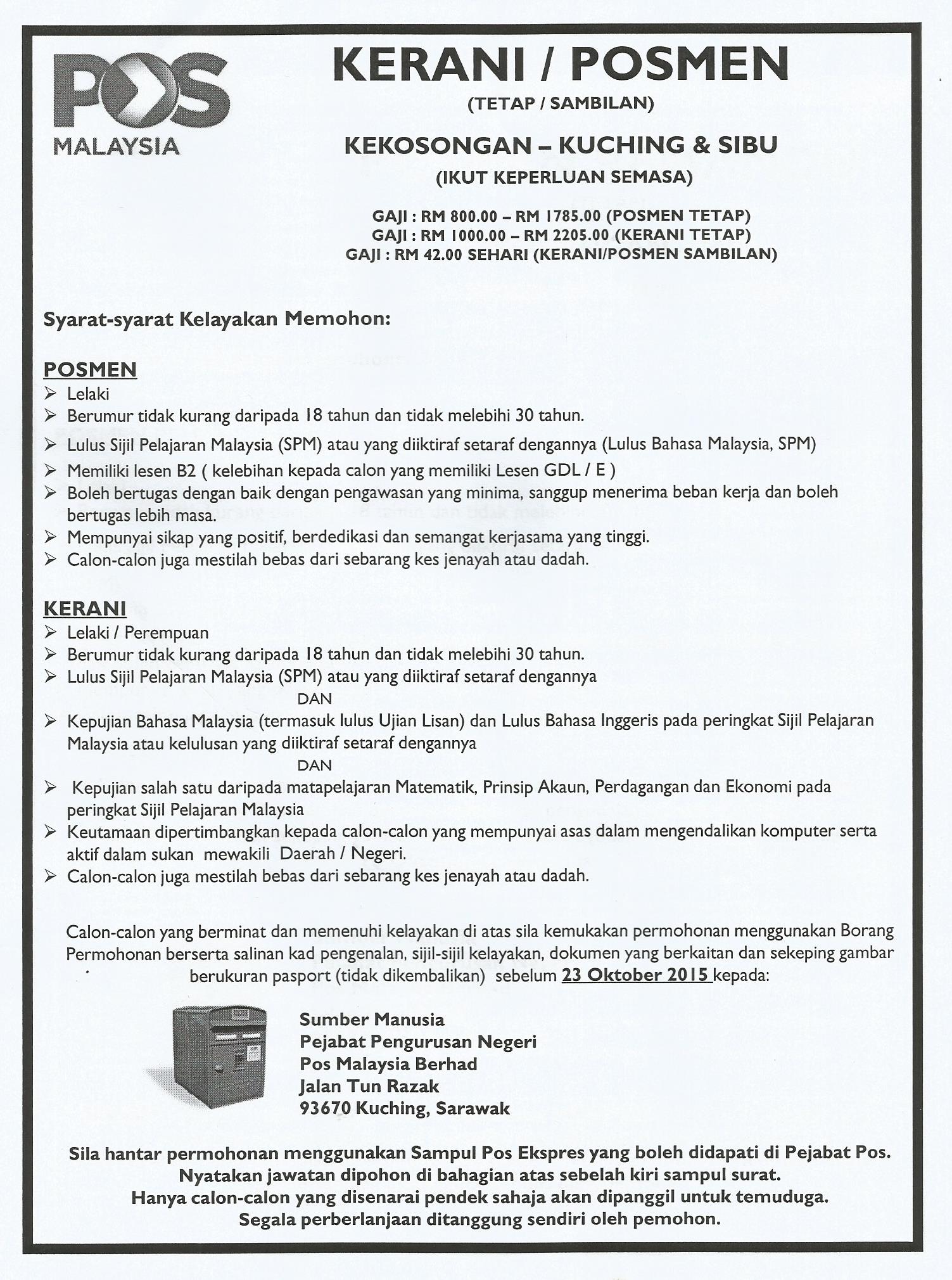 kerja kosong di sibu